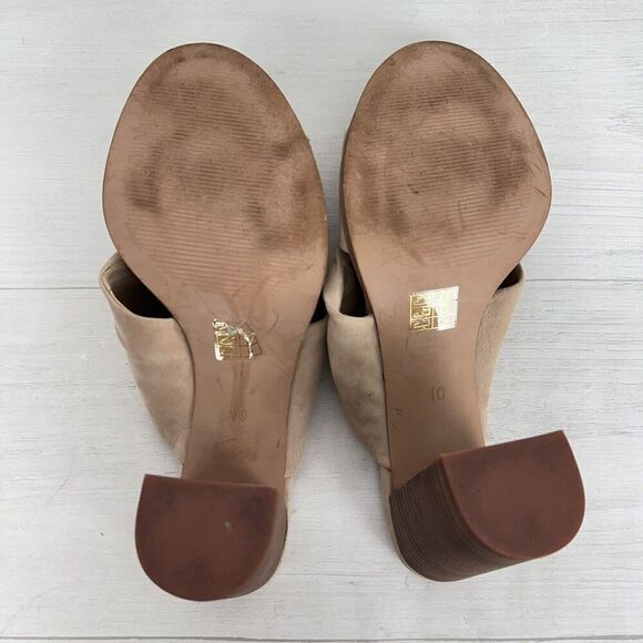Madewell Gesine Mule Sandals Women 10 Taupe Suede Slip On Block Heel Open Toe - Picture 8 of 12